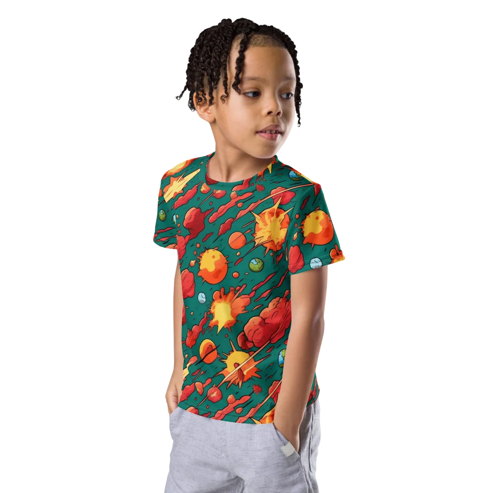 Astro Collision on Kids Crew Neck T-Shirt — Left Front