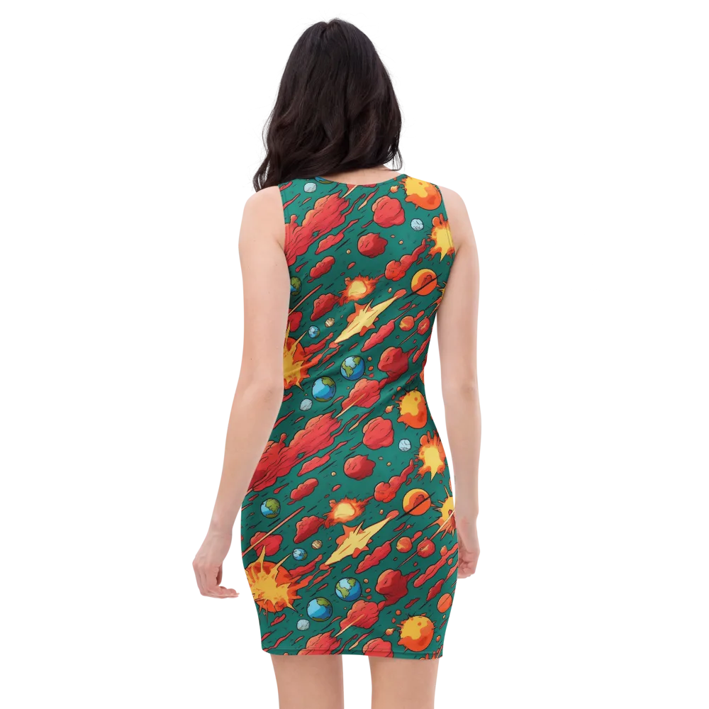Astro Collision on Bodycon Dress — Back
