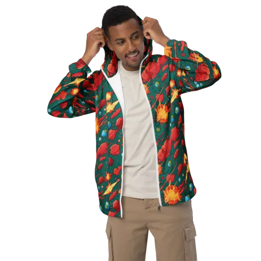 Astro Collision on a Men's Windbreaker