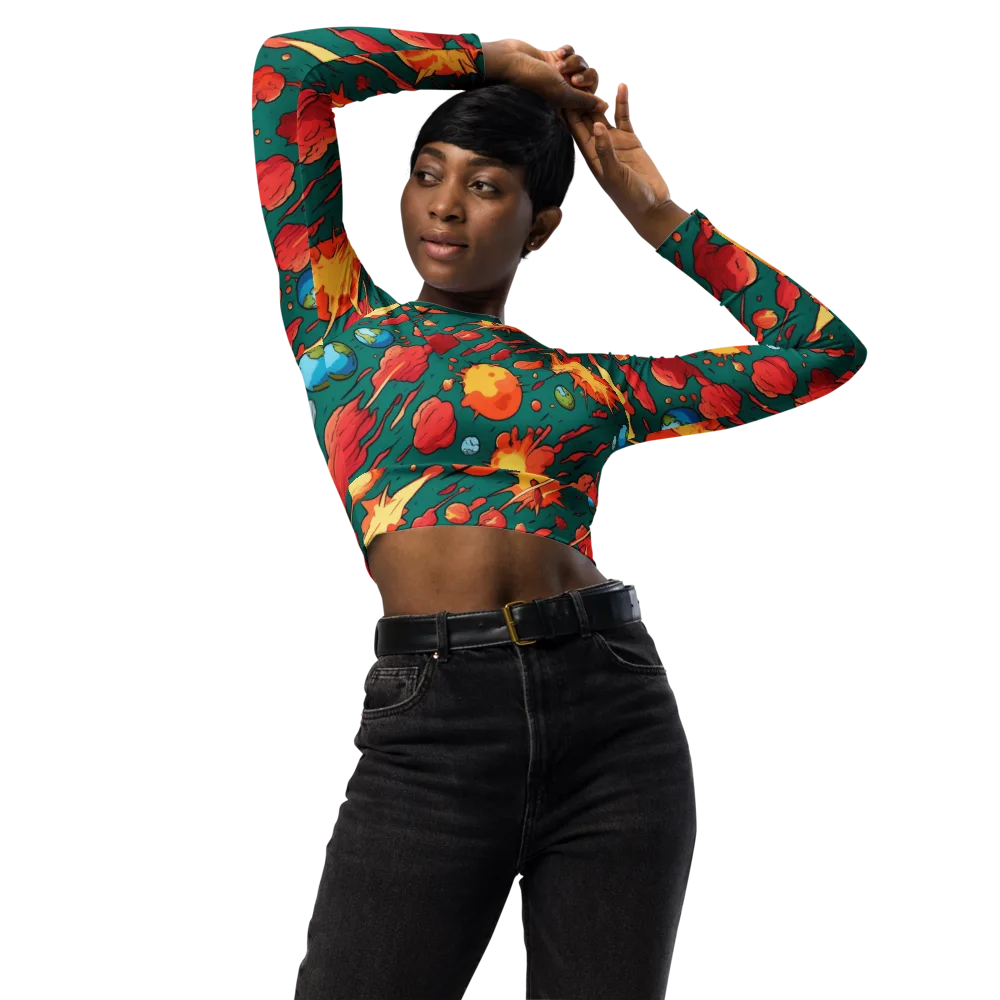 Astro Collision on Long Sleeve Crop Top — Front