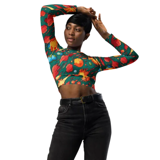 Astro Collision on a Long Sleeve Crop Top