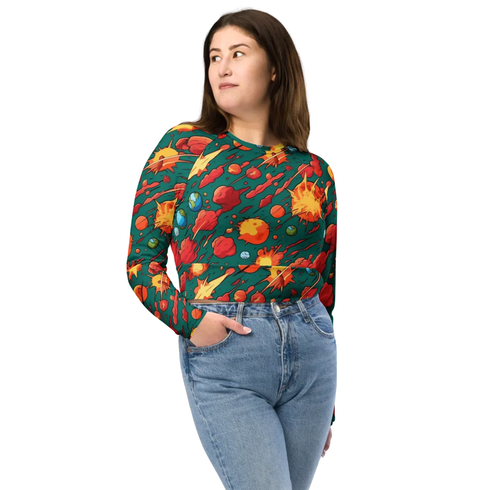 Astro Collision on Long Sleeve Crop Top — Front