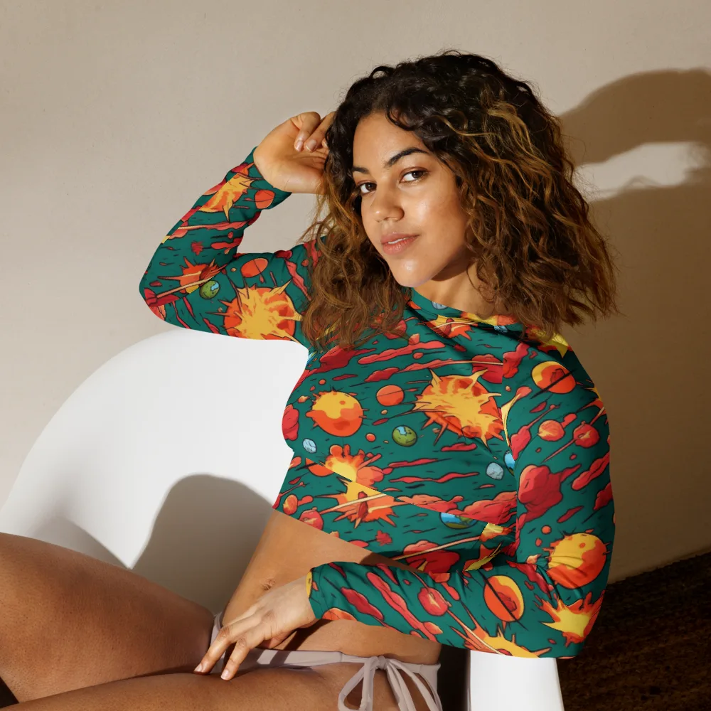 Astro Collision on Long Sleeve Crop Top — Left Front