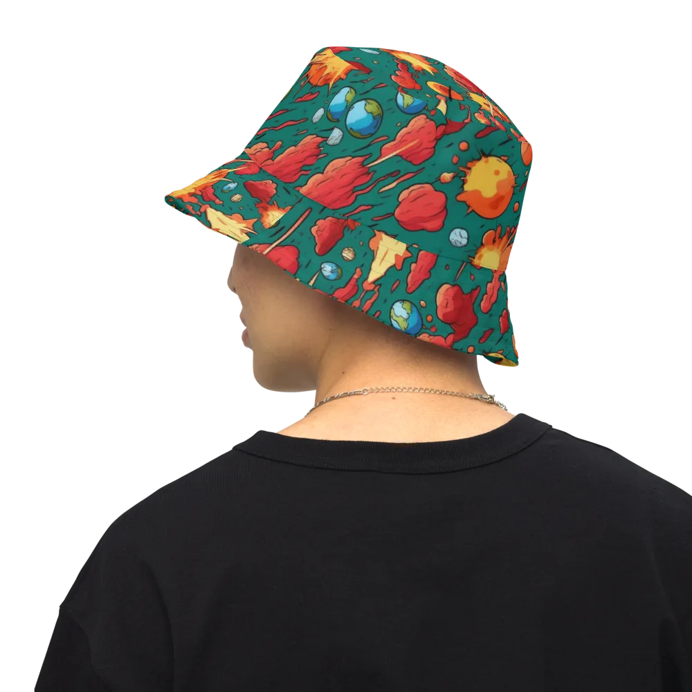 Astro Collision on Reversible Bucket Hat — Back Inside