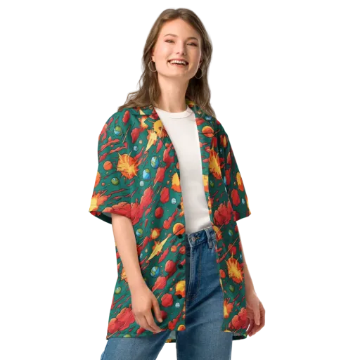Astro Collision on a Button Shirt