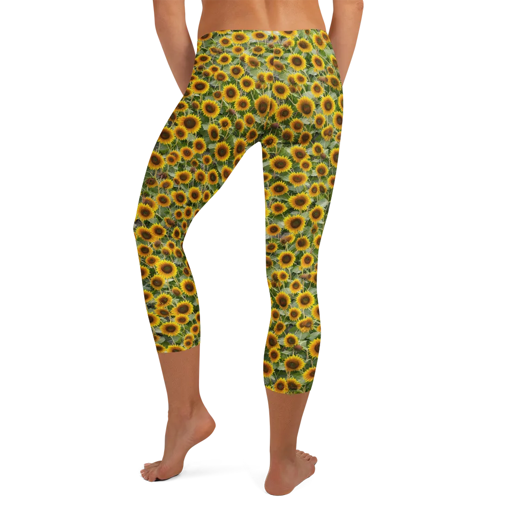 Sunflower Solstice on Capri Leggings — Back
