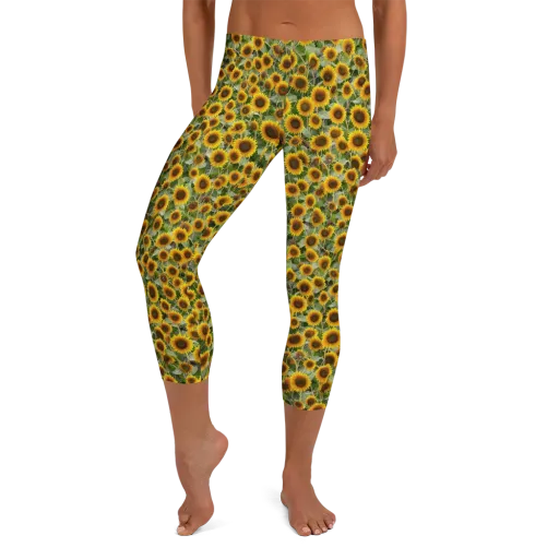 Sunflower Solstice on a Capri Leggings
