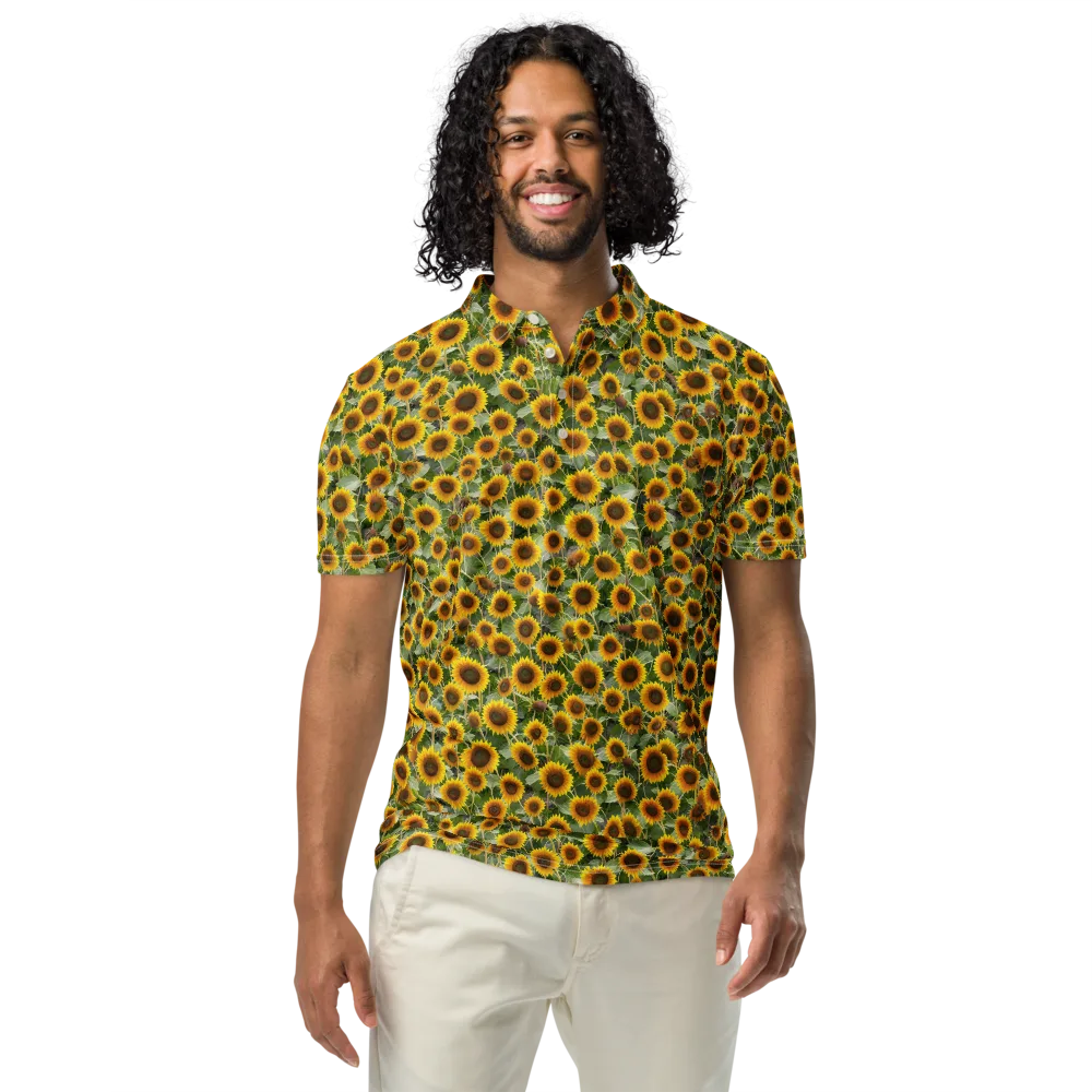 Sunflower Solstice on Men's Slim Fit Polo Shirt — Front