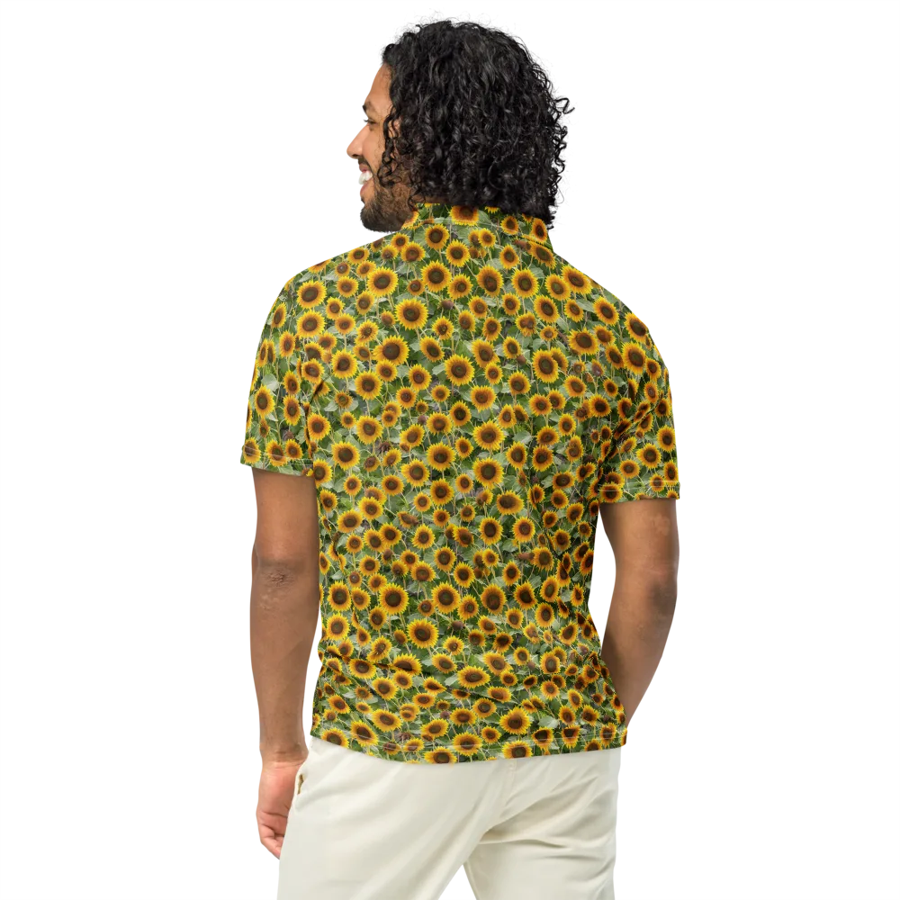 Sunflower Solstice on Men's Slim Fit Polo Shirt — Back