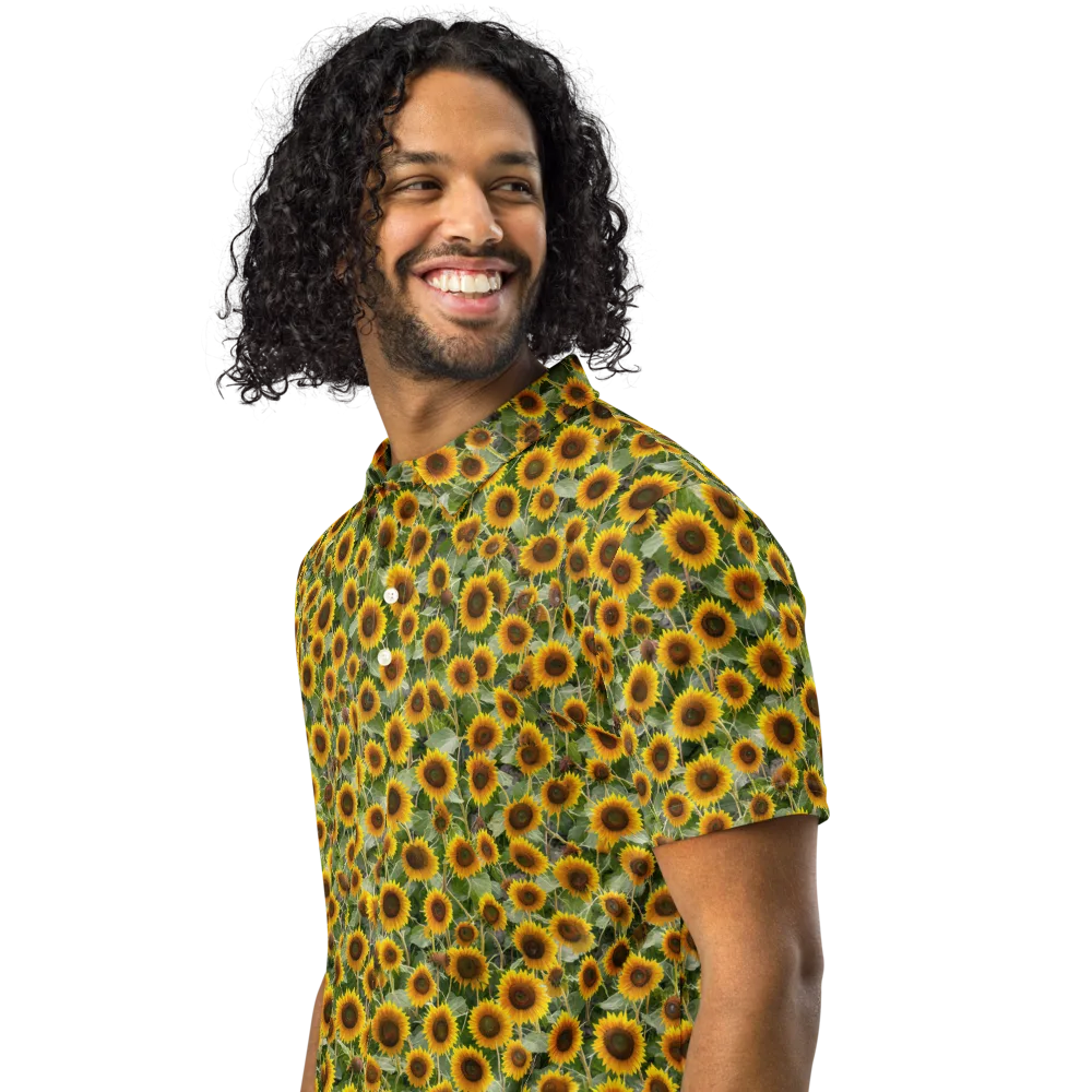 Sunflower Solstice on Men's Slim Fit Polo Shirt — Left Front