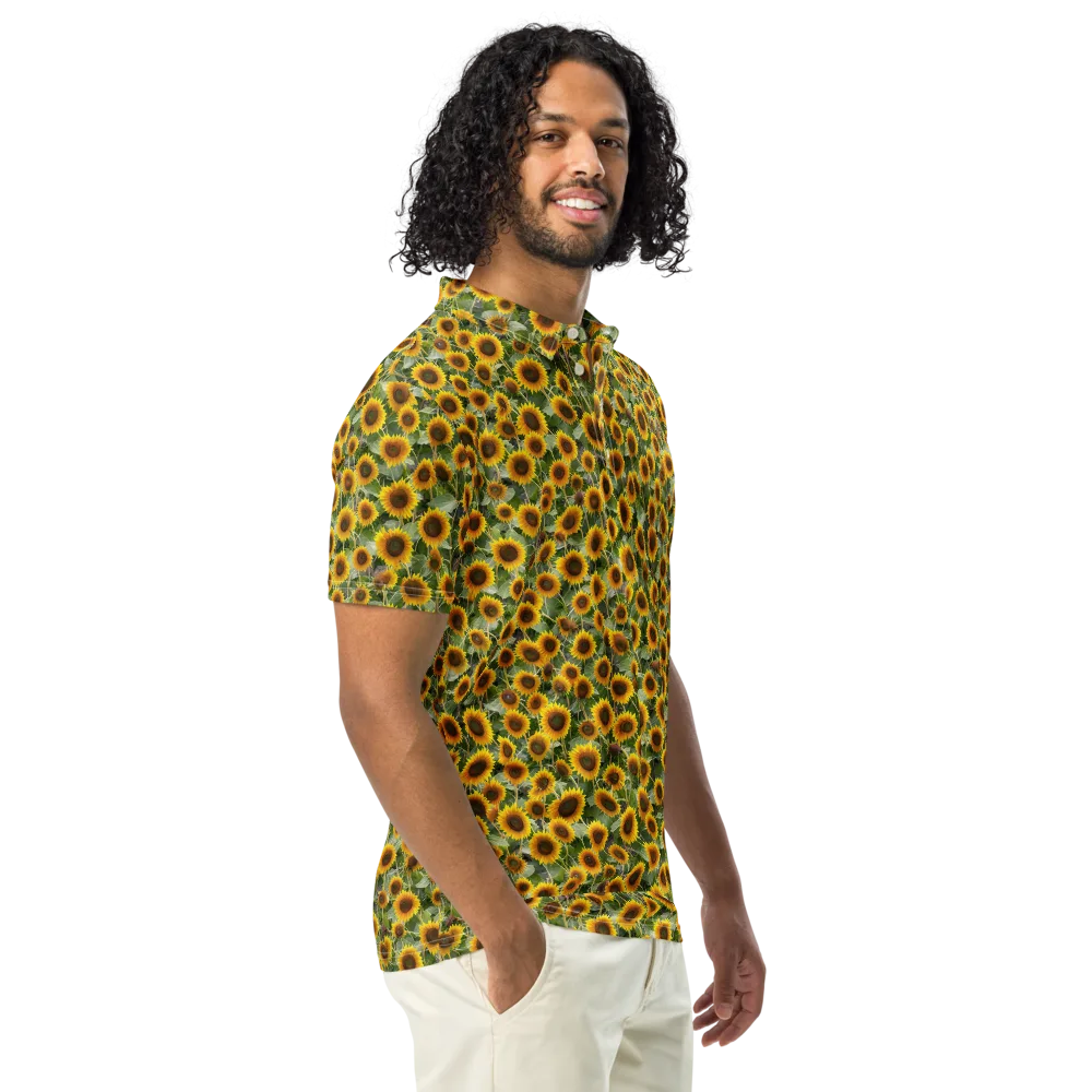 Sunflower Solstice on Men's Slim Fit Polo Shirt — Right Front