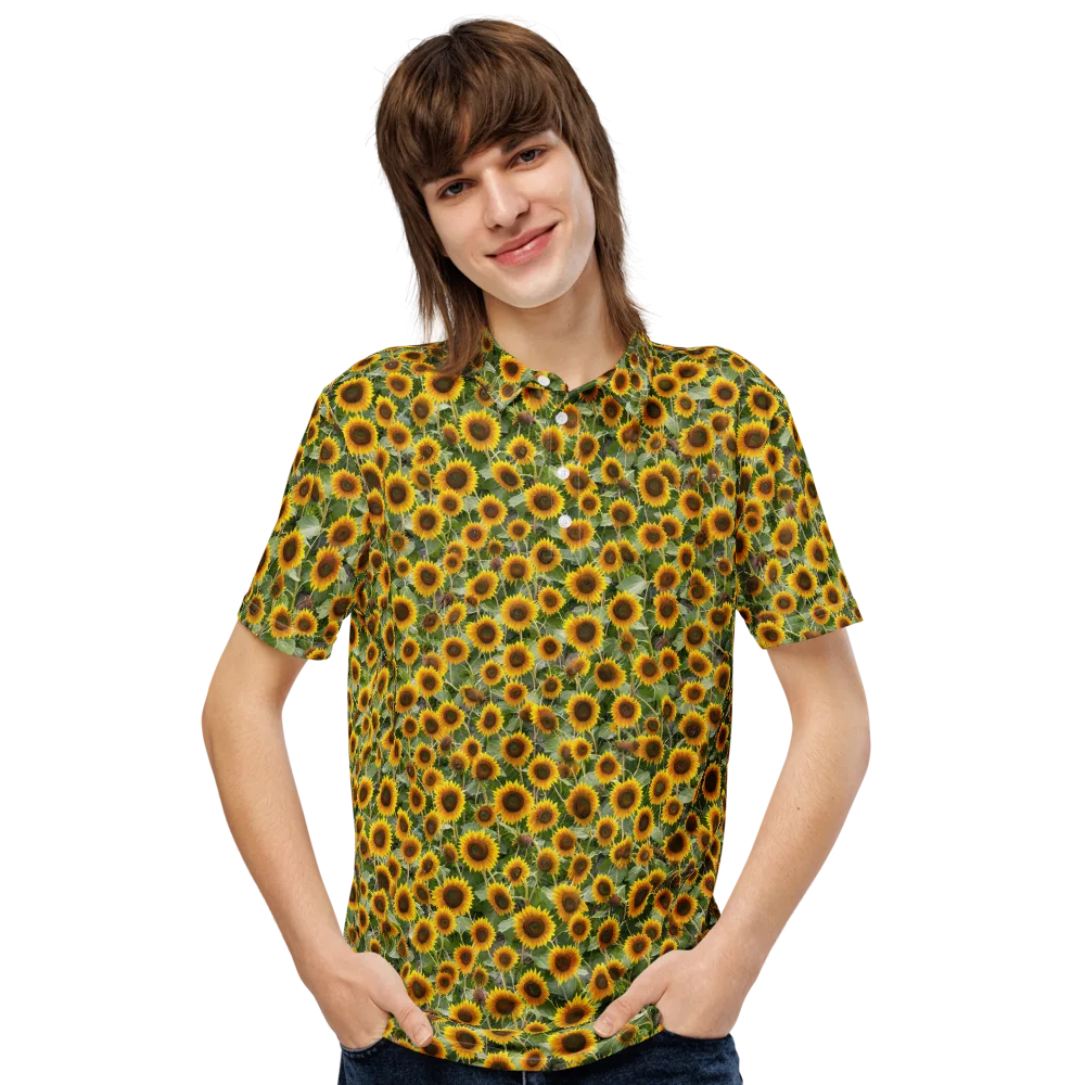 Sunflower Solstice on Men's Slim Fit Polo Shirt — Front
