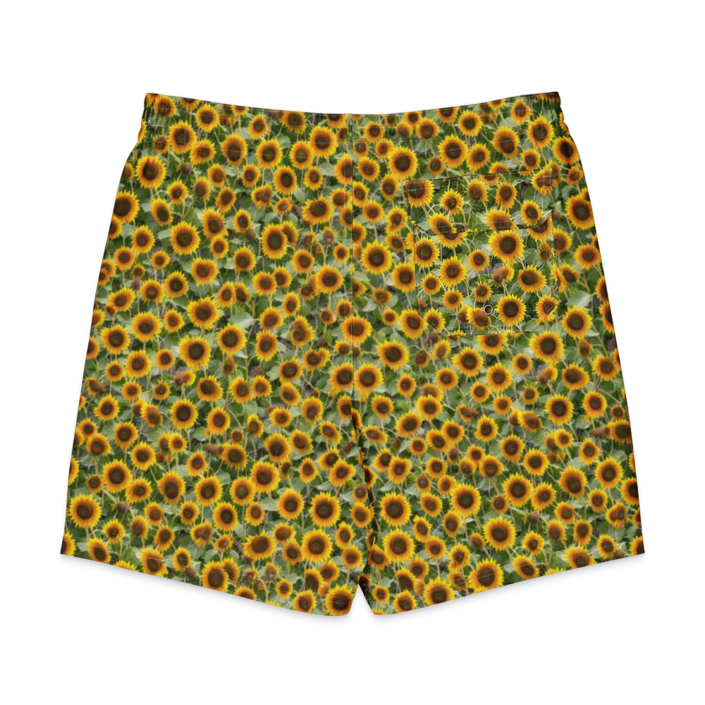 Sunflower Solstice on Men's Board Shorts — Back