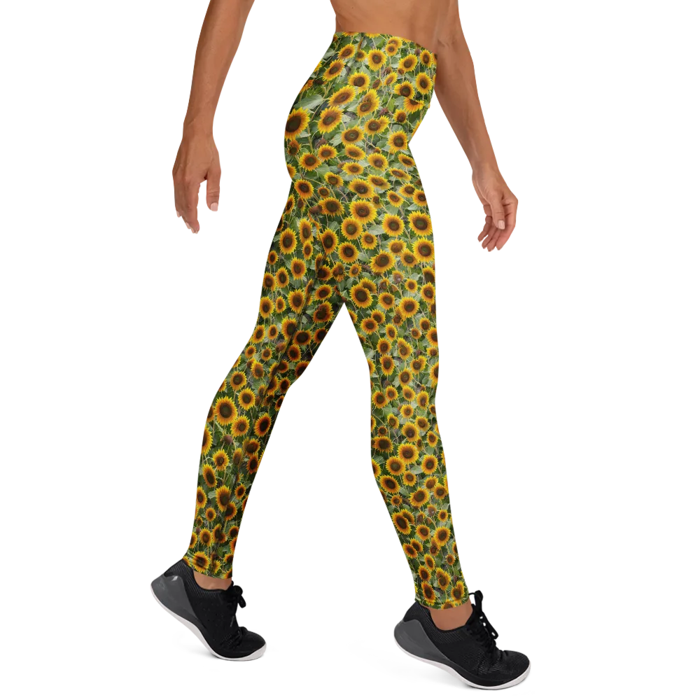 Sunflower Solstice on Yoga Leggings — Right