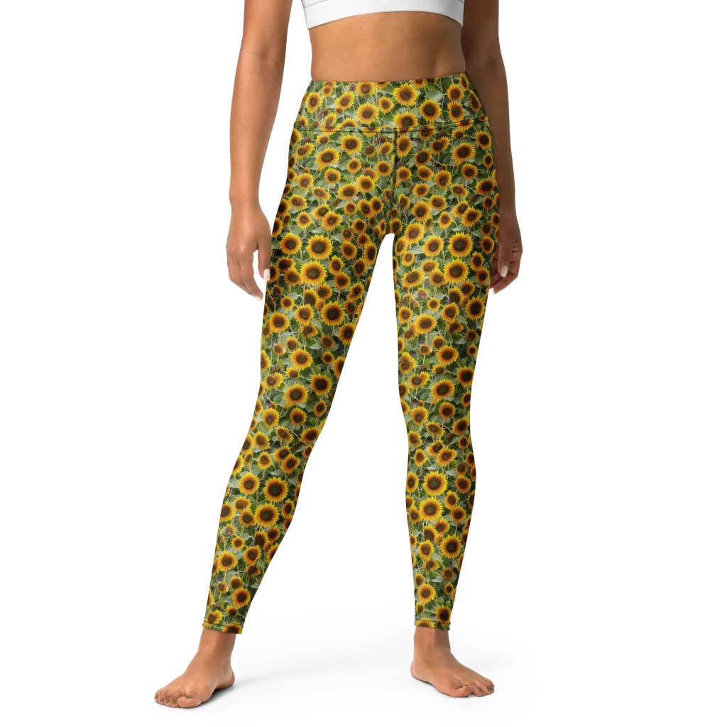 Sunflower Solstice on Yoga Leggings — Front