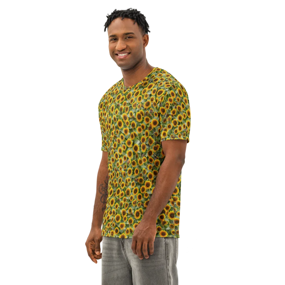 Sunflower Solstice on Men's Cotton Crew Neck T-Shirt — Left Front