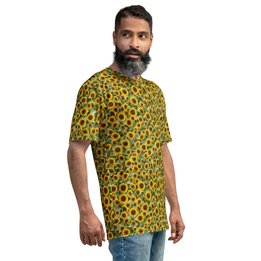 Sunflower Solstice on Men's Crew Neck T-Shirt — Right