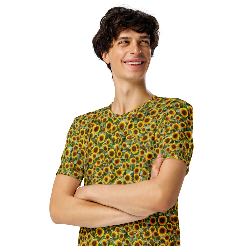 Sunflower Solstice on Men's Crew Neck T-Shirt — Left Front