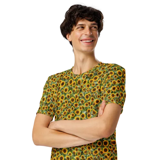 Sunflower Solstice on a Men's Crew Neck T-Shirt
