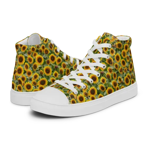 Sunflower Solstice on a Men's High Top Canvas Shoes