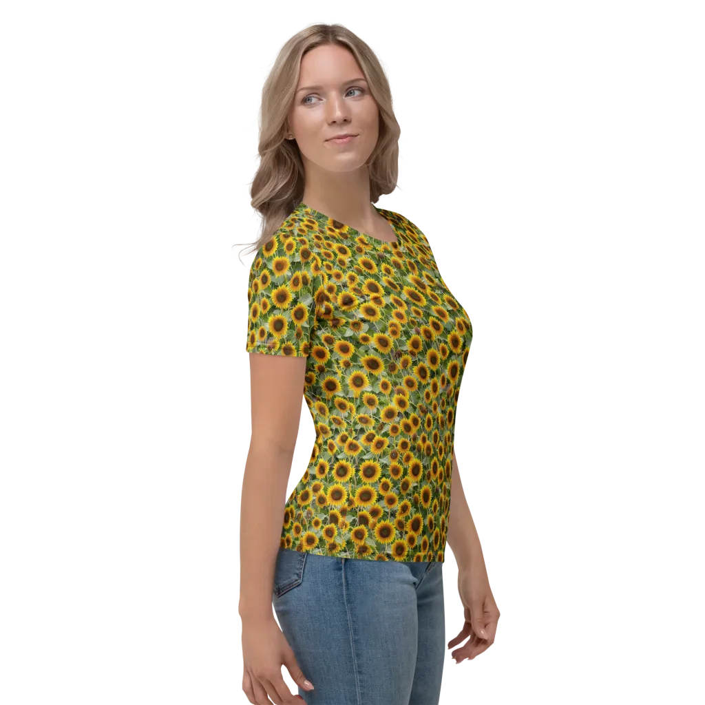 Sunflower Solstice on Women's Crew Neck T-Shirt — Right
