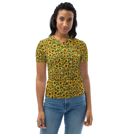 Sunflower Solstice on a Women's Crew Neck T-Shirt