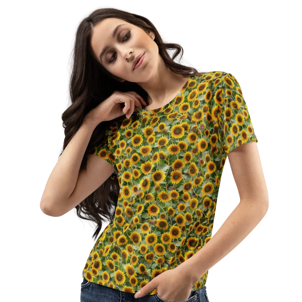 Sunflower Solstice on Women's Crew Neck T-Shirt — Left Front