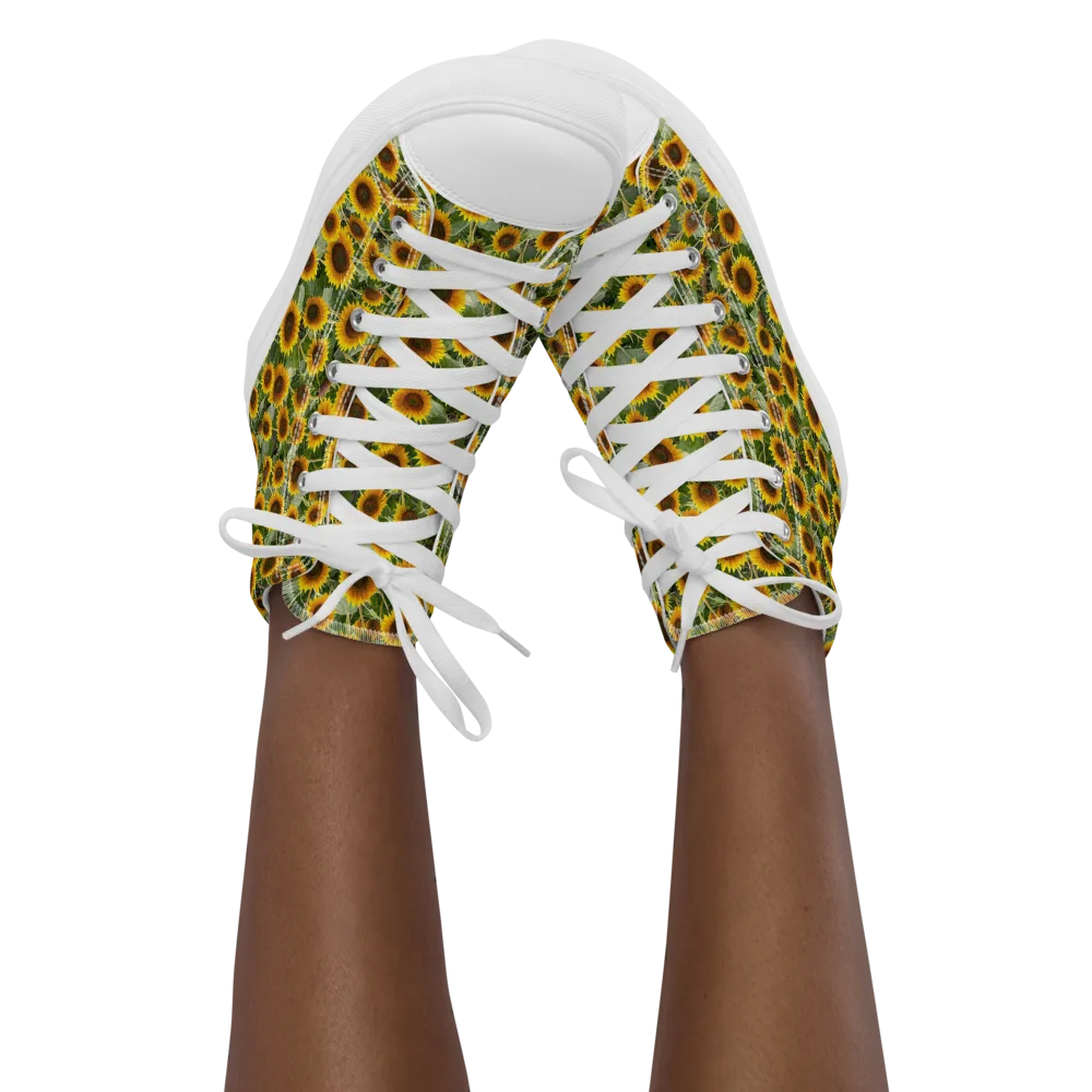Sunflower Solstice on Women's High Top Canvas Shoes — Front