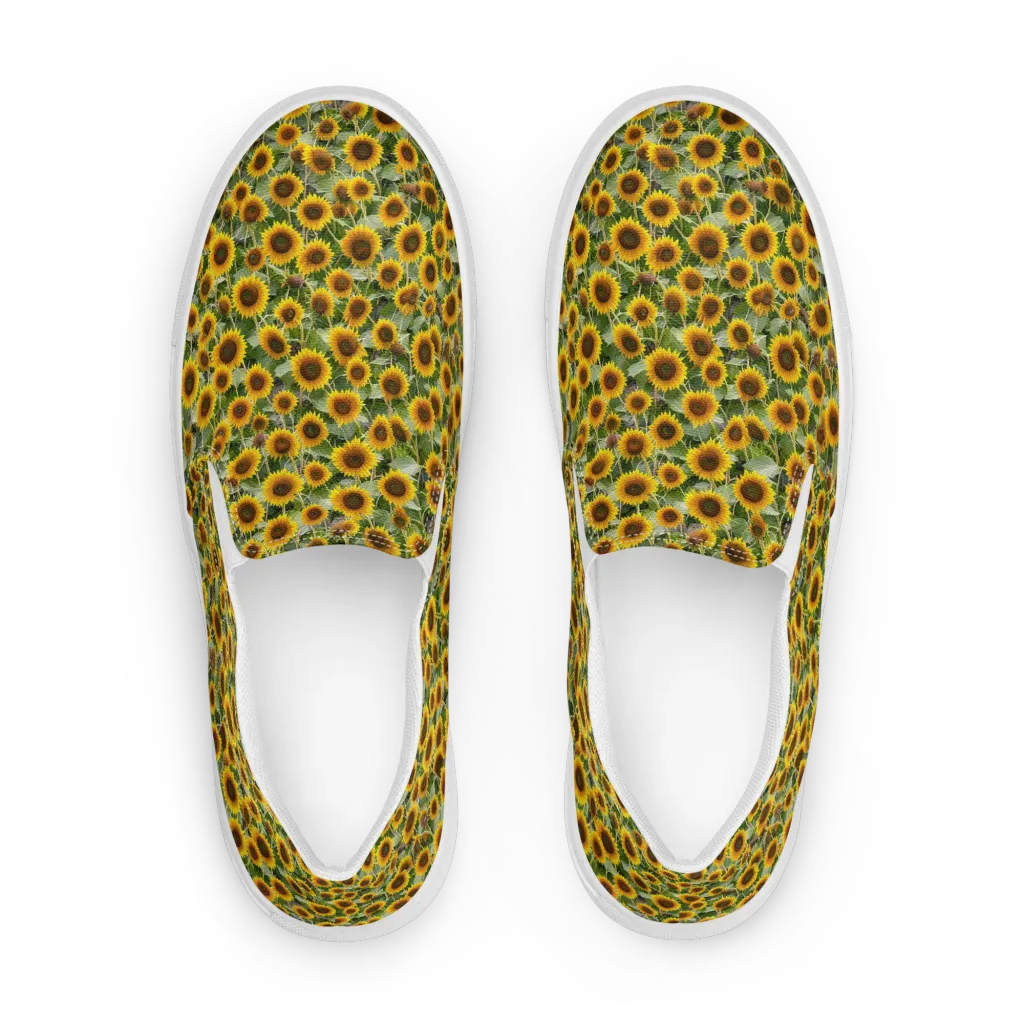 Sunflower Solstice on Men's Slip-On Canvas Shoes — Front