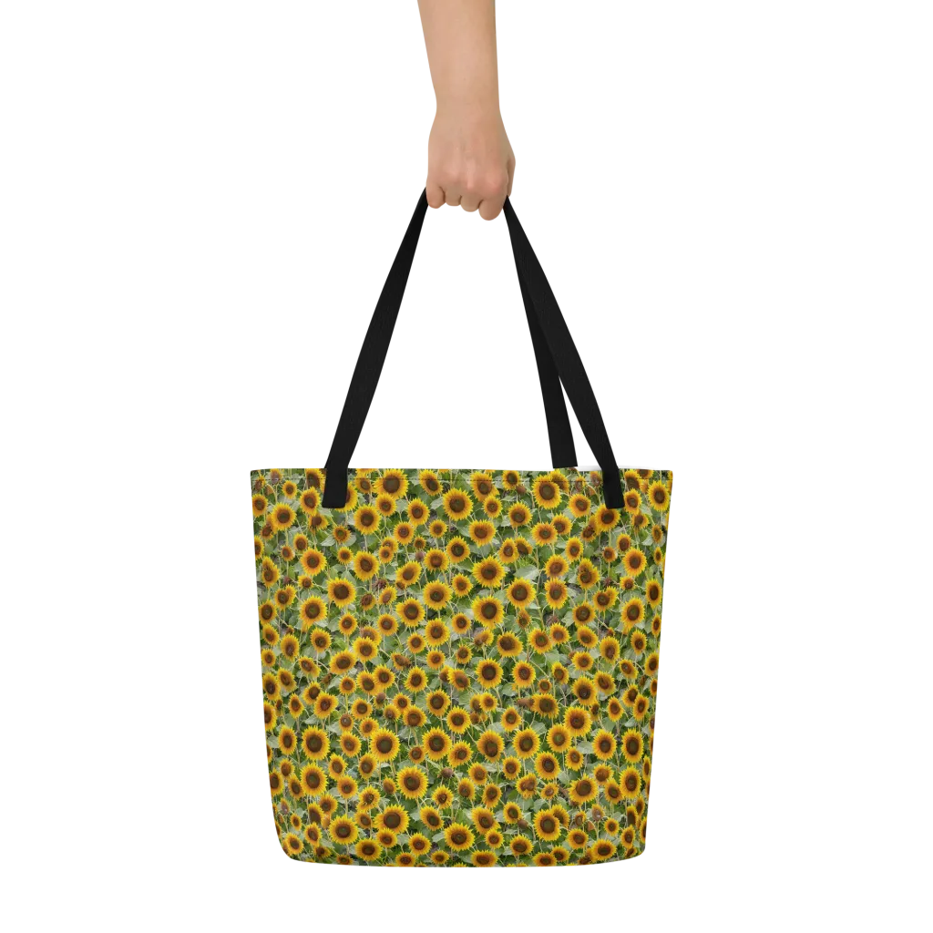 Sunflower Solstice on Large Tote Bag W/ Pocket — Front