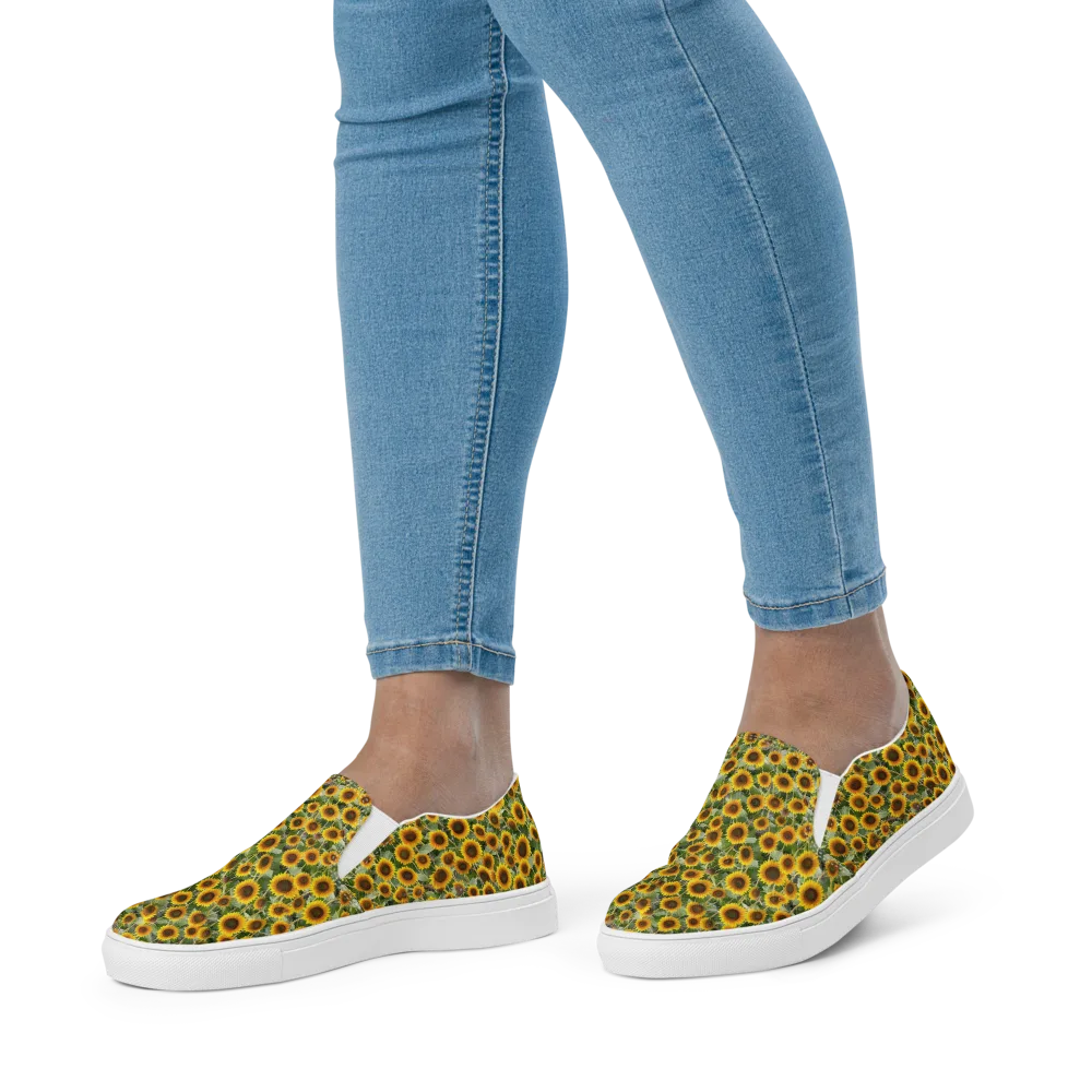 Sunflower Solstice on Women's Slip-On Canvas Shoes — Front