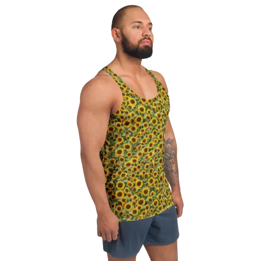 Sunflower Solstice on a Men's Tank Top
