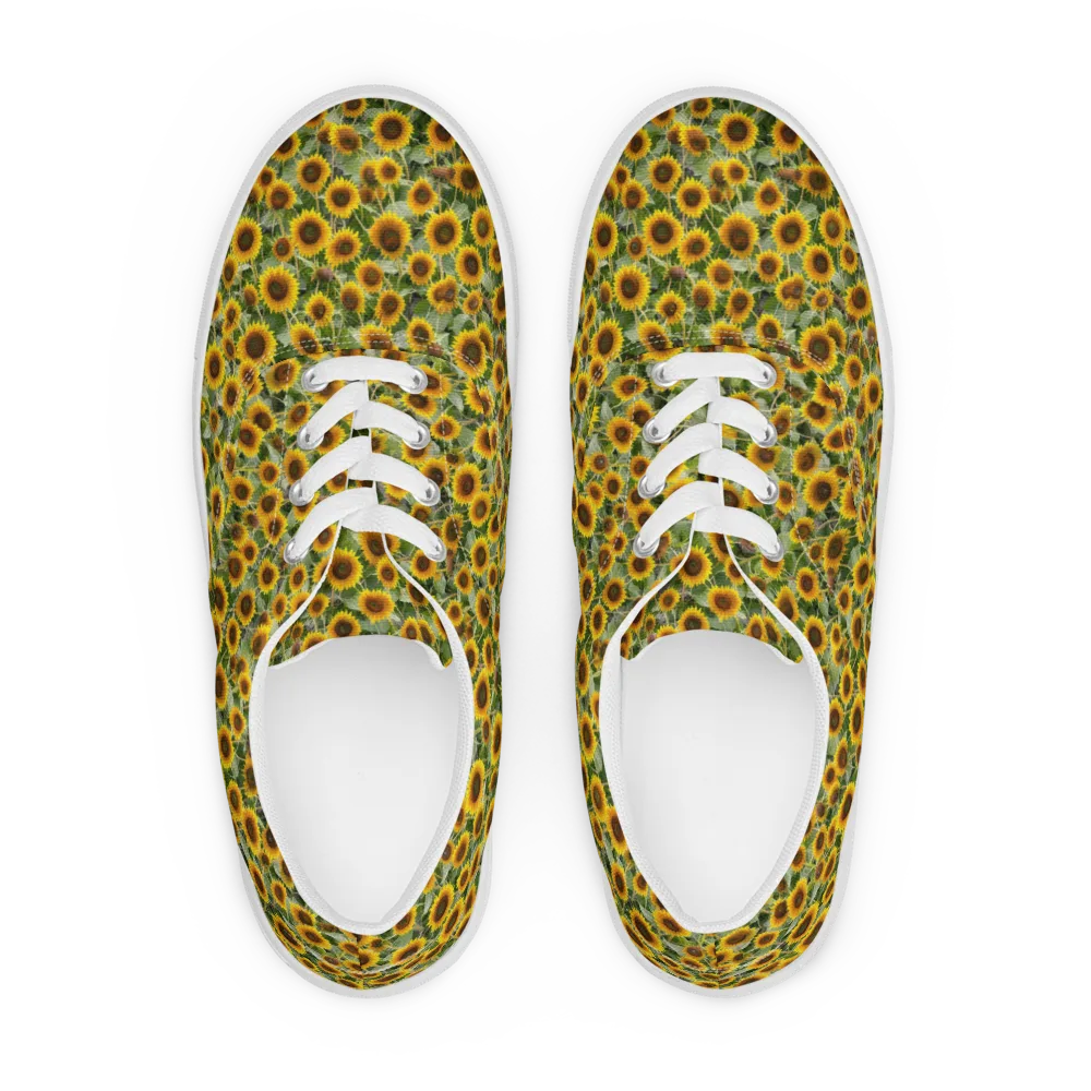 Sunflower Solstice on Men's Lace-Up Canvas Shoes — Front