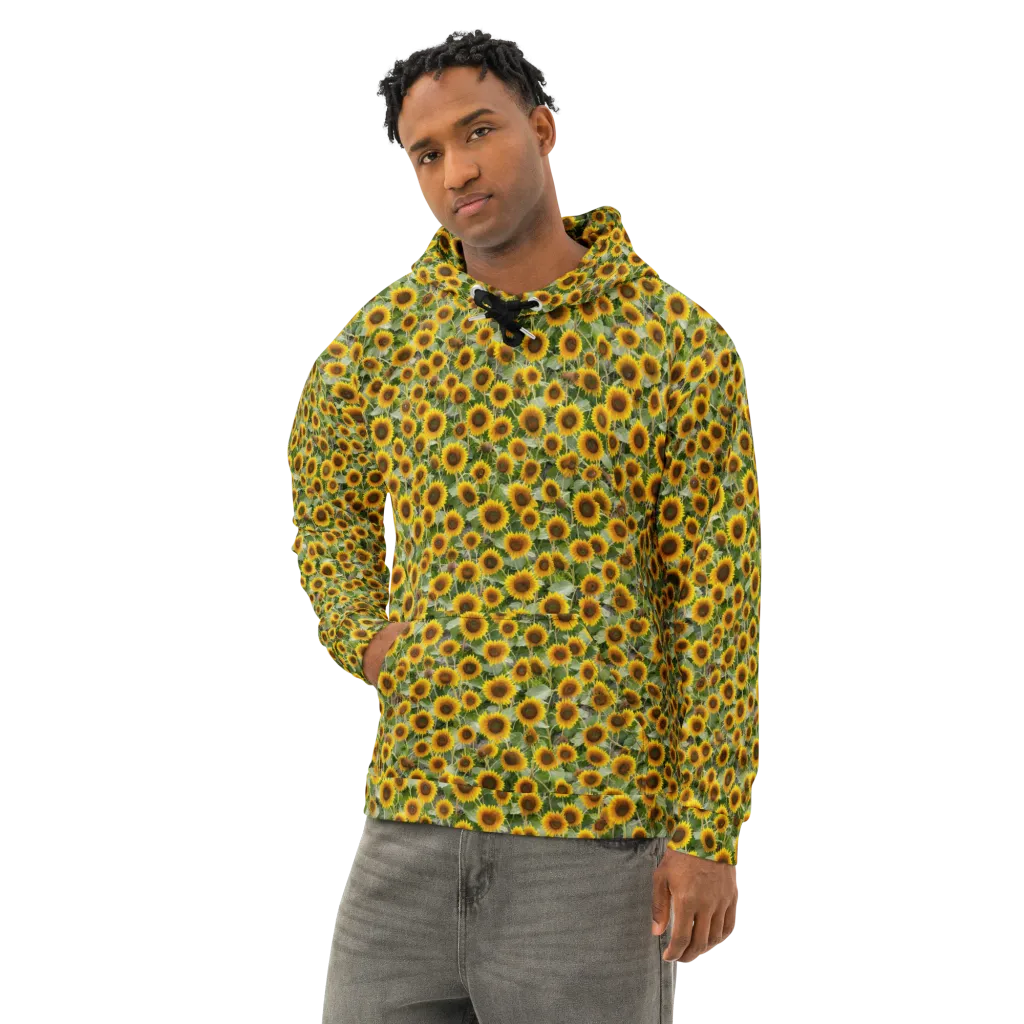 Sunflower Solstice on Cotton Hoodie — Left Front