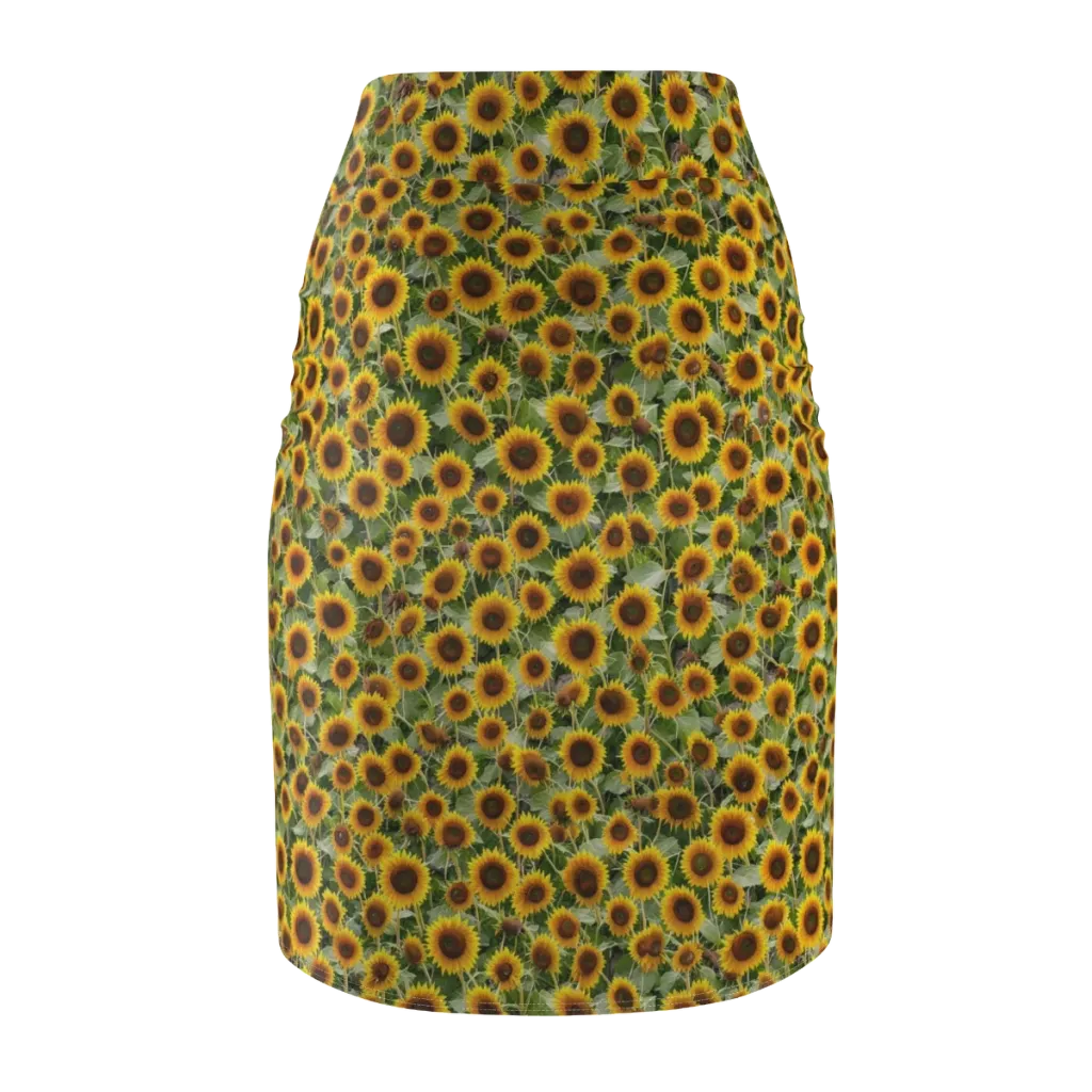 Sunflower Solstice on Pencil Skirt — Back
