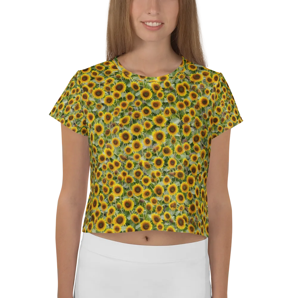 Sunflower Solstice on Crop Tee — Front