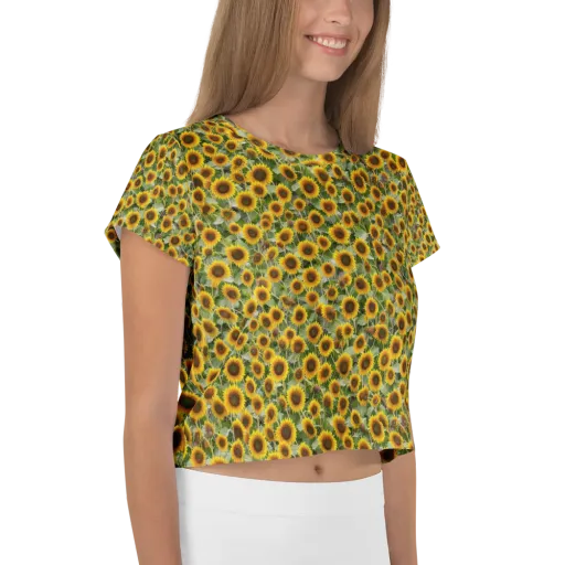 Sunflower Solstice on a Crop Tee