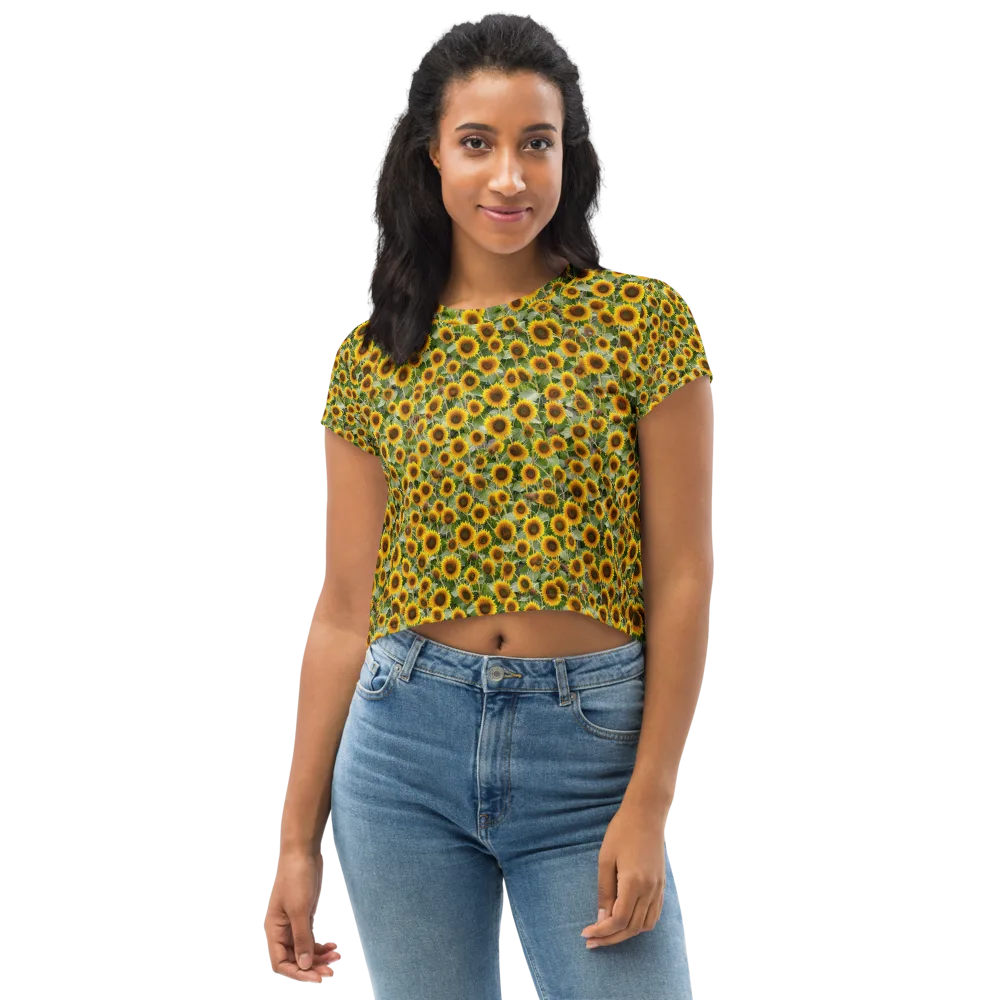 Sunflower Solstice on Crop Tee — Front