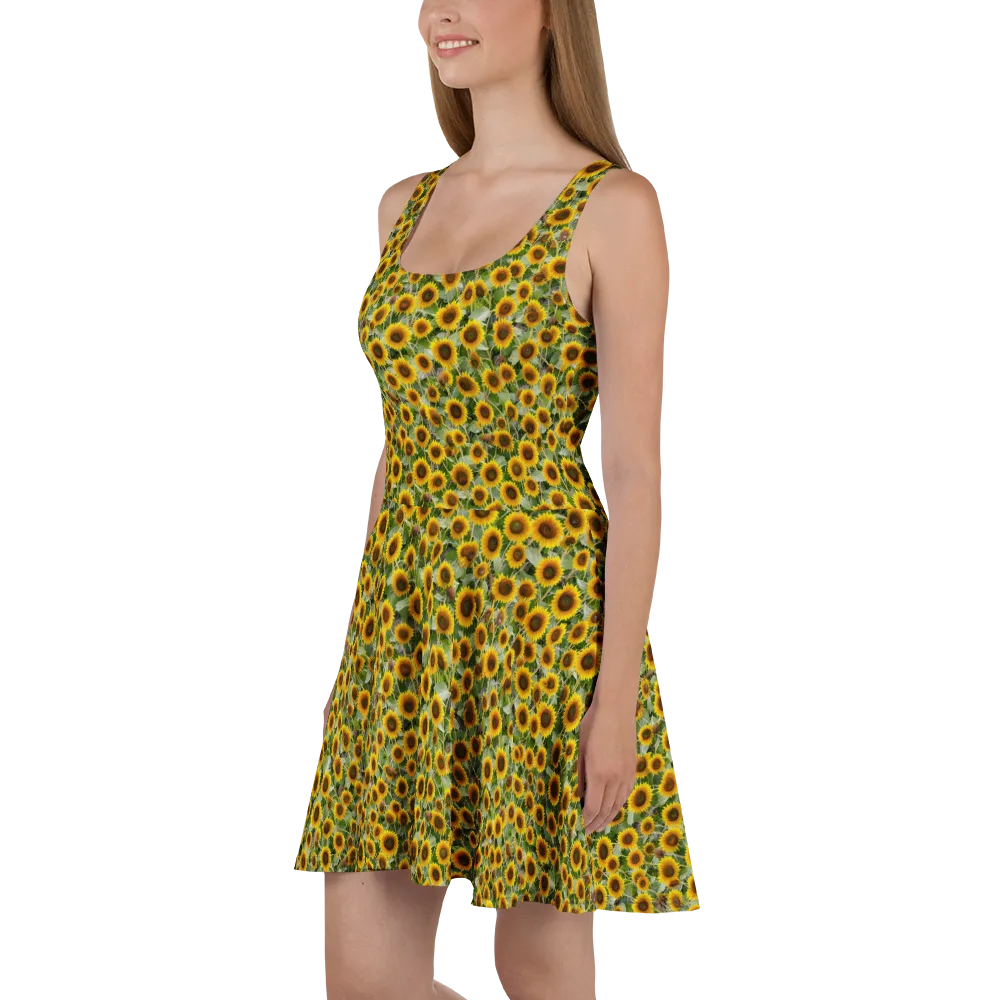 Sunflower Solstice on Skater Dress — Left
