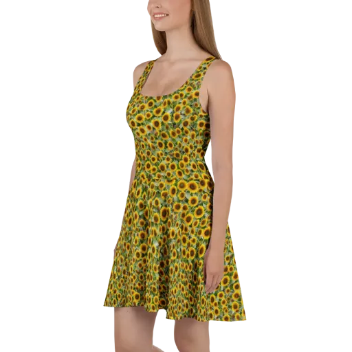 Sunflower Solstice on a Skater Dress