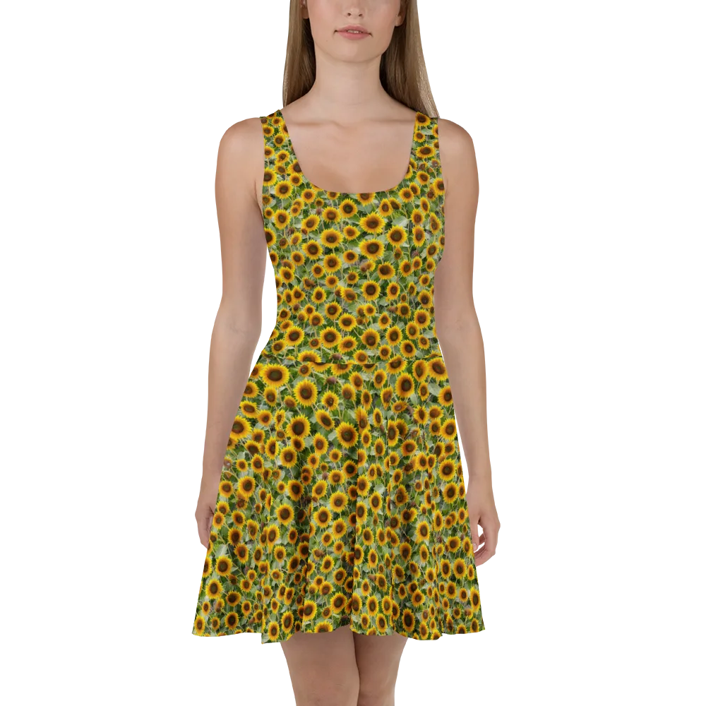 Sunflower Solstice on Skater Dress — Front
