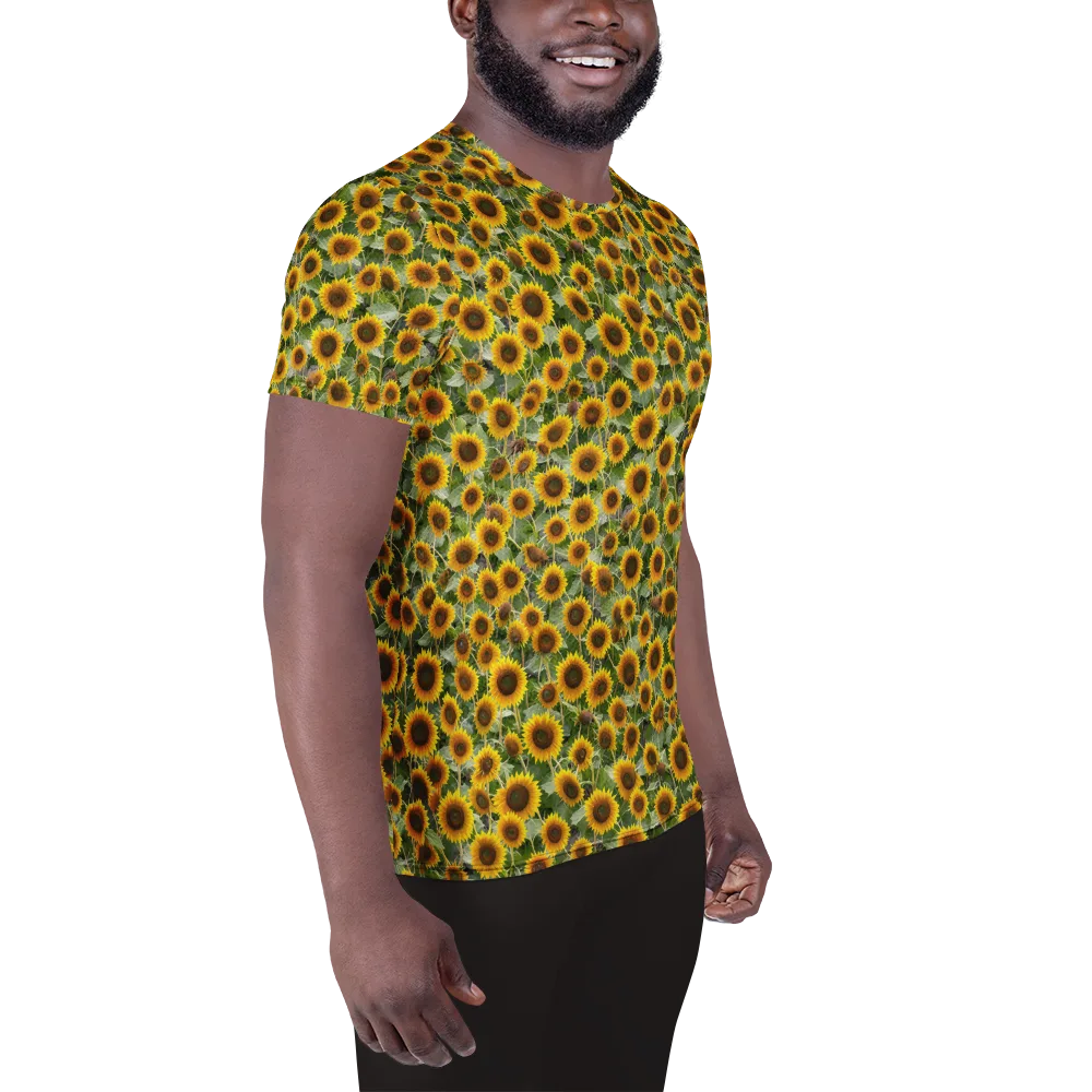 Sunflower Solstice on Men's Athletic T-Shirt — Right