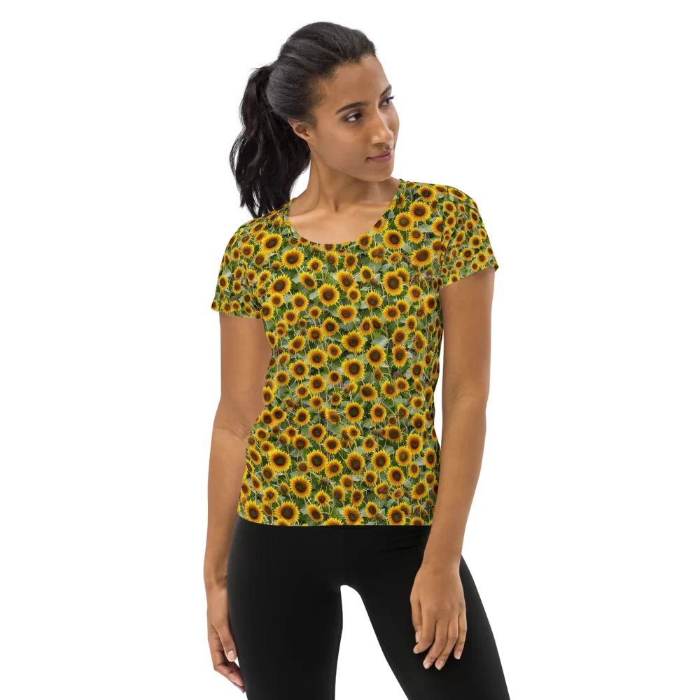 Sunflower Solstice on Women's Athletic T-Shirt — Front