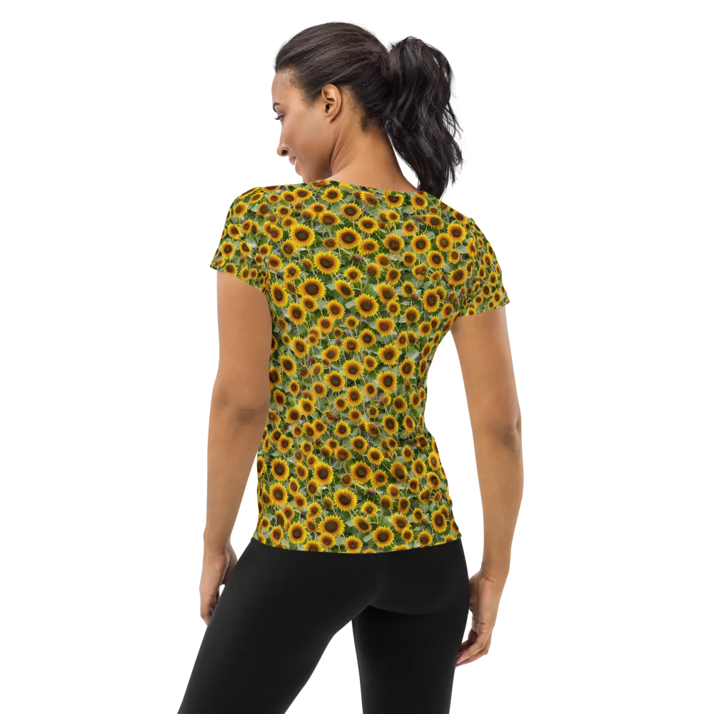 Sunflower Solstice on Women's Athletic T-Shirt — Back