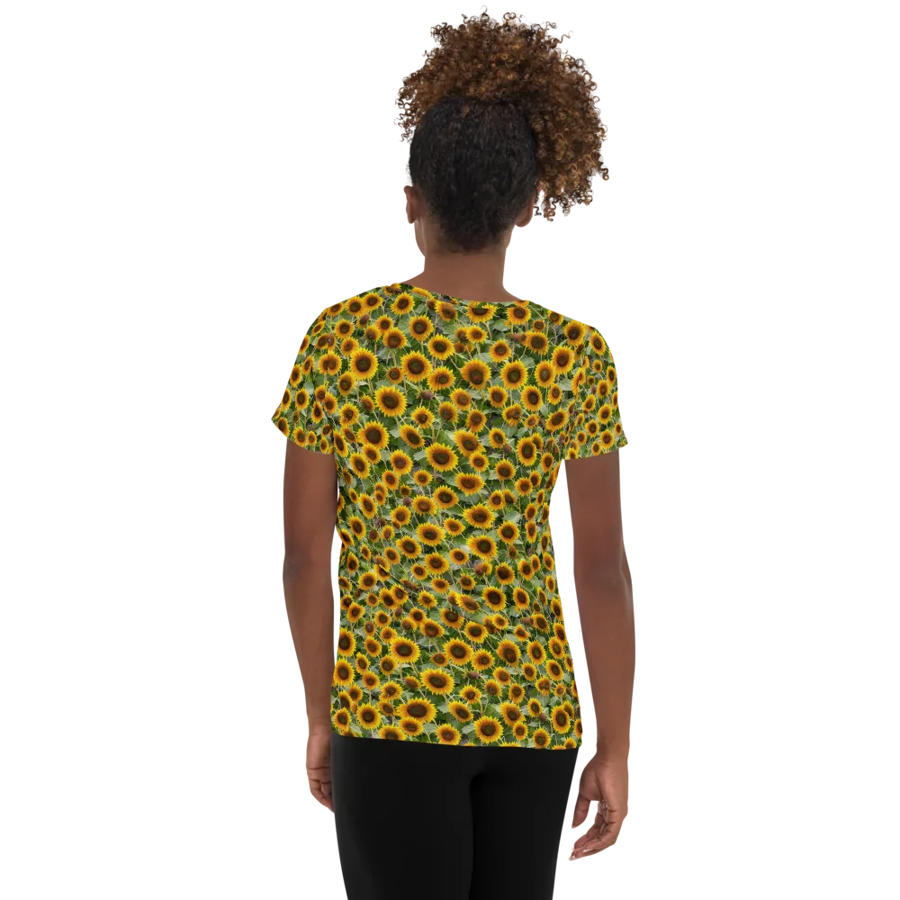 Sunflower Solstice on Women's Athletic T-Shirt — Back