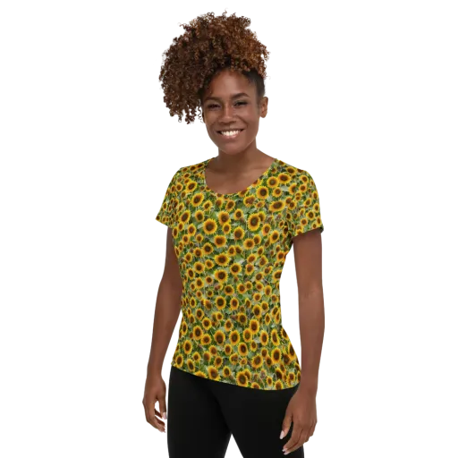 Sunflower Solstice on a Women's Athletic T-Shirt