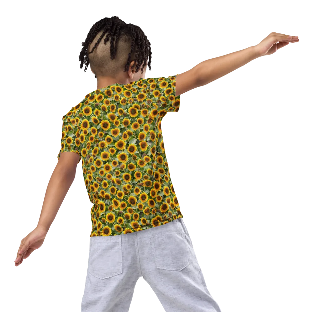 Sunflower Solstice on Kids Crew Neck T-Shirt — Back