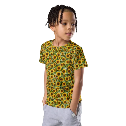 Sunflower Solstice on a Kids Crew Neck T-Shirt