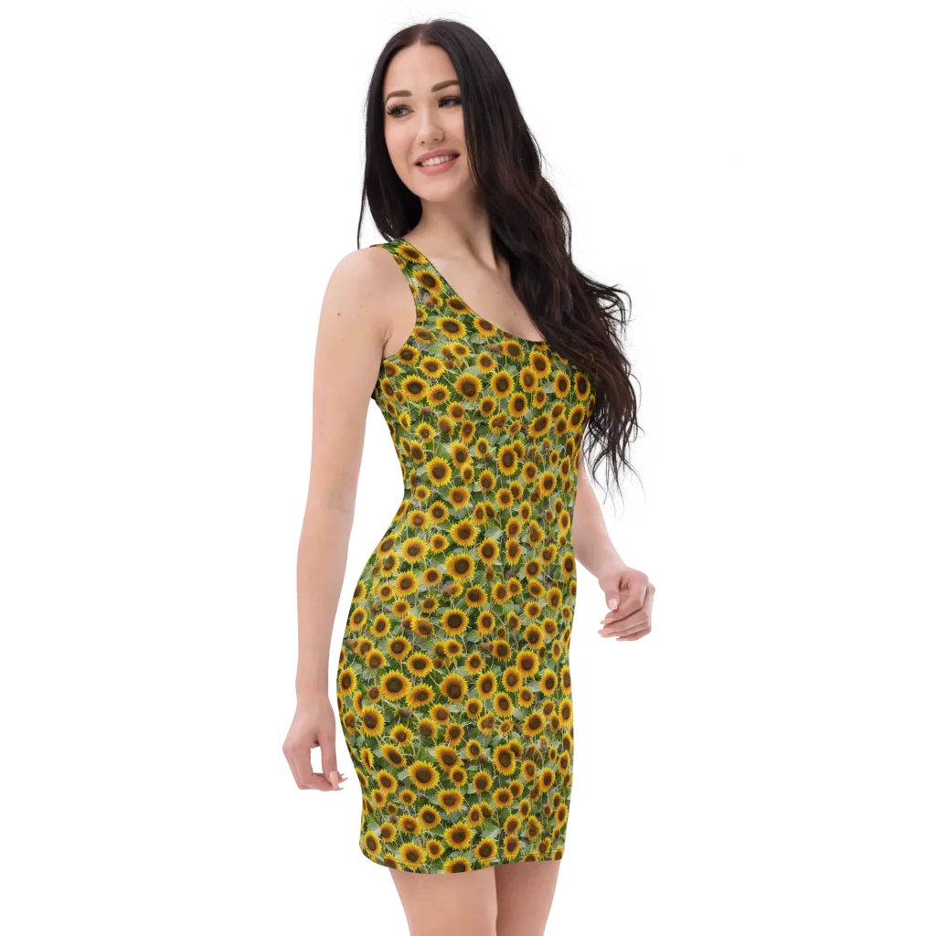 Sunflower Solstice on Bodycon Dress — Right Front