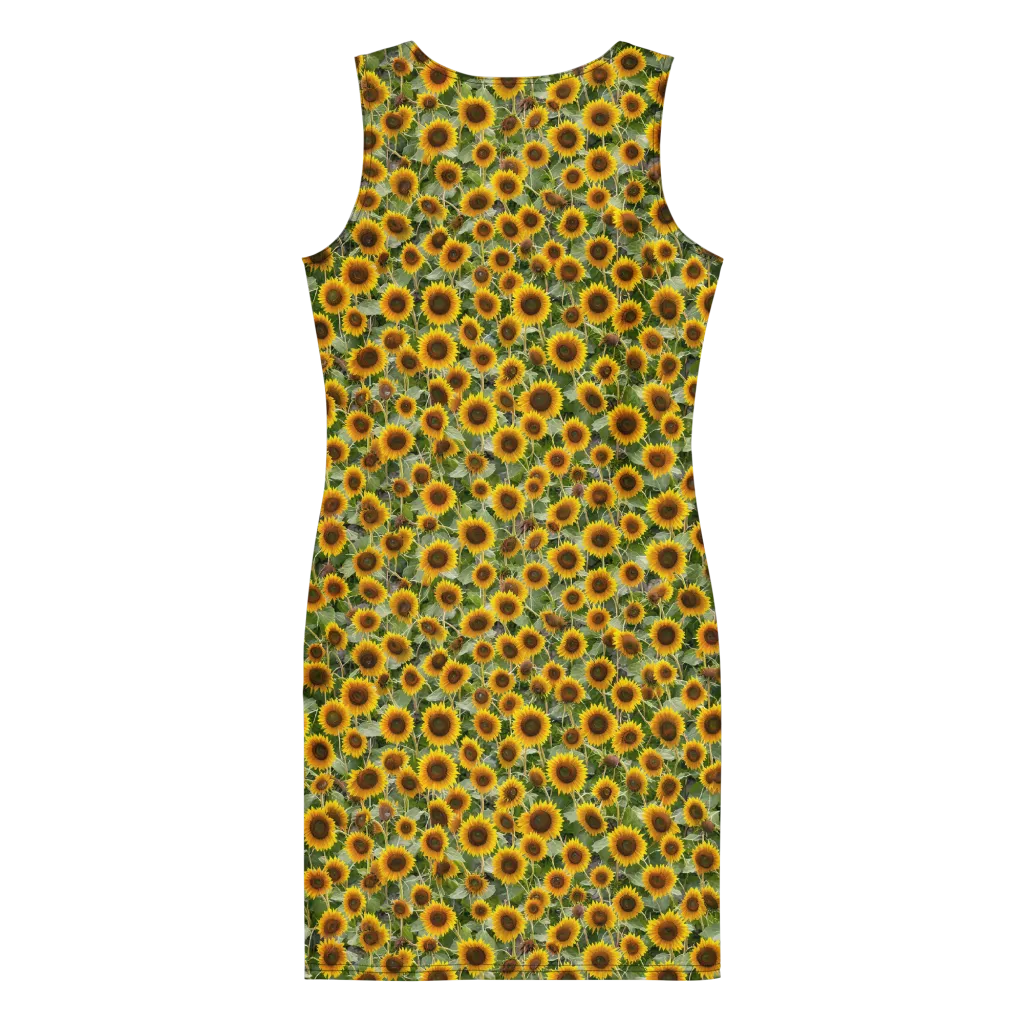Sunflower Solstice on Bodycon Dress — Back